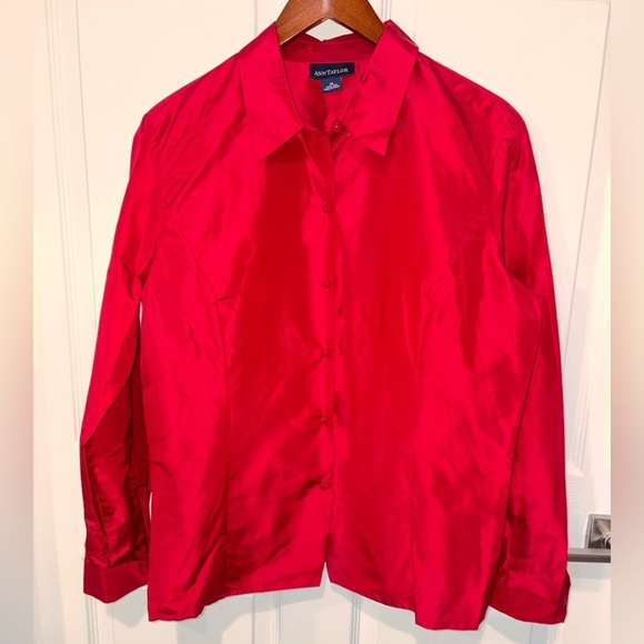 Ann Taylor Tops - Silk Ann Taylor Red Blouse size 14